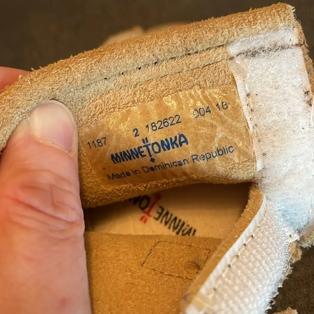 Minnetonka Baby Moccasin Suede brown/ yellow